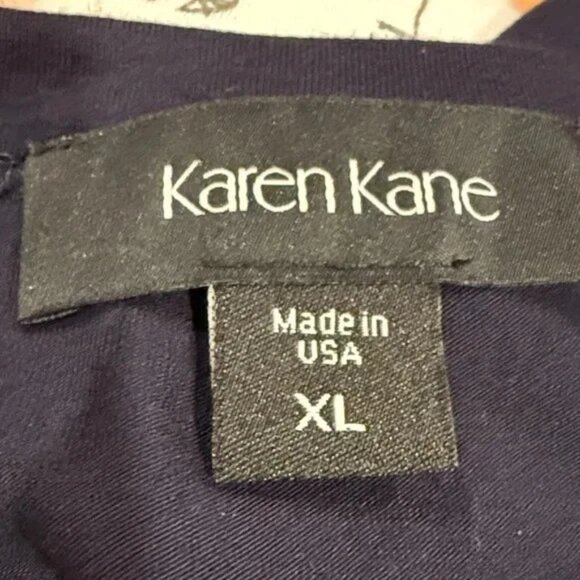 NWT Karen Kane Navy Asymmetrical Fringe Long Sleeve Top Size XL - Picture 4 of 4